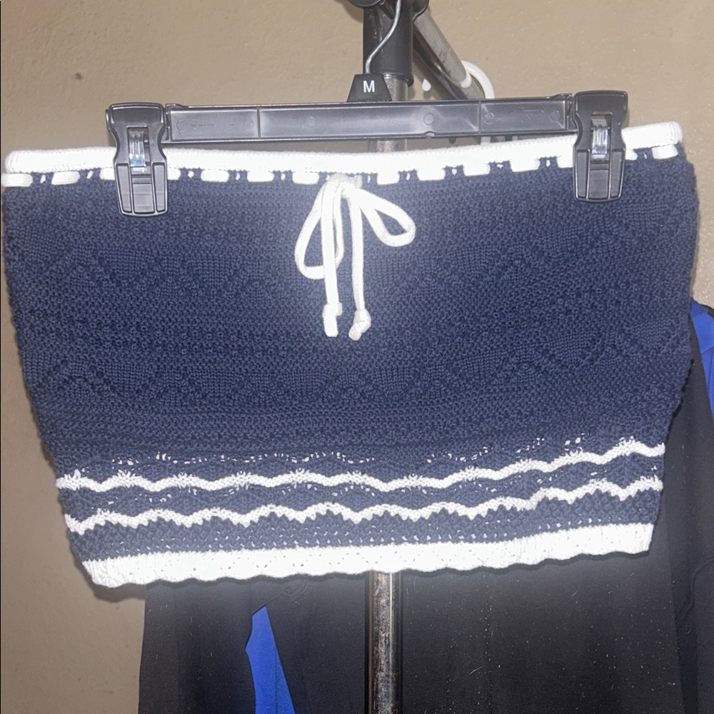 Hollister Navy and White Knit tube top